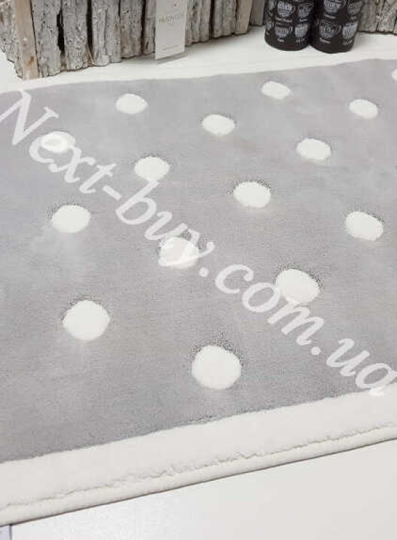 Натуральний килимок для підлоги в горошок Puantiye кремовий з сірим Maison D'or 60х100