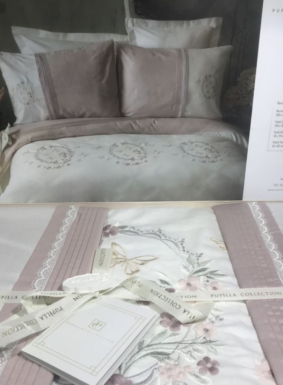 Pupilla Elena Lila постельное белье сатин с 3D вышивкой евро 200х220