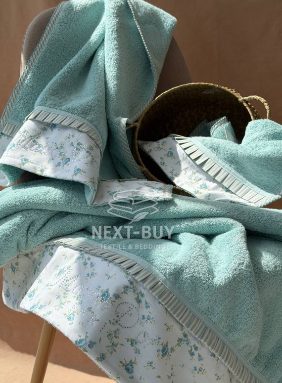 Maison D'or Roses Turquoise набор бамбукових рушників 3 шт бірюзовий
