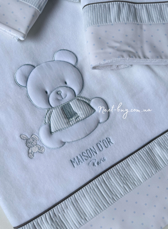 Maison D`or Dear Panda комплект блакитних дитячих рушників 3 шт з бавовни з аплікацією