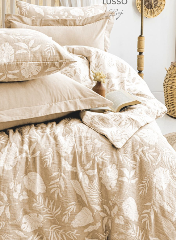 Постільна білизна Saheser Lusso Bej євро 200х220 jacquard