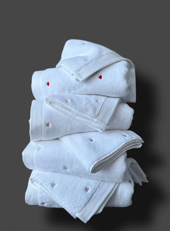 Махровое полотенце для лица Cestepe Kalpli Nakisli white-blue 50х90 Турция