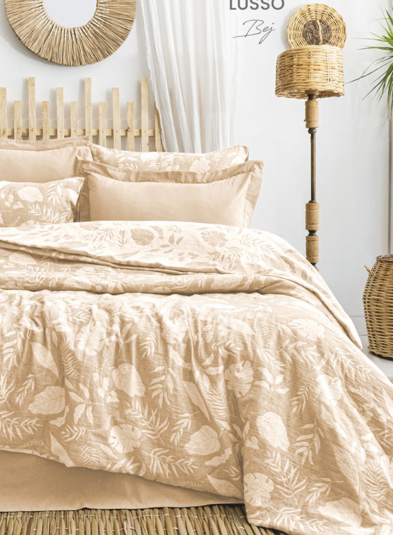 Постільна білизна Saheser Lusso Bej євро 200х220 jacquard