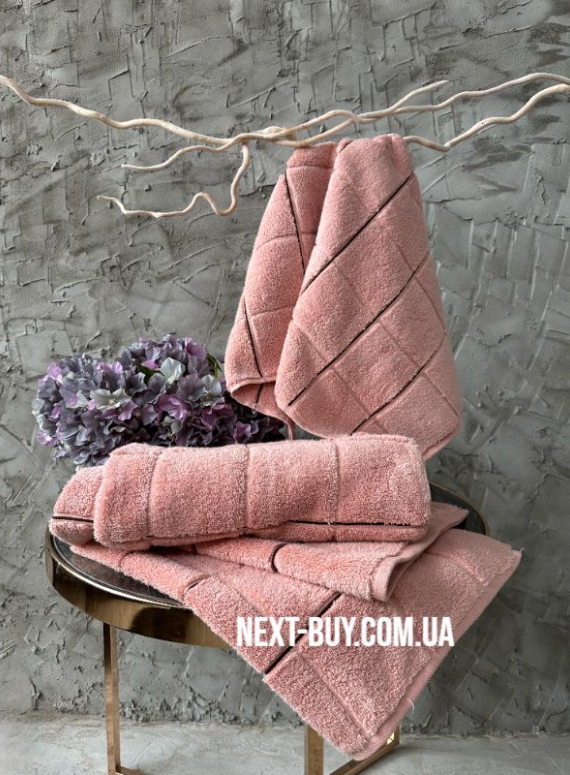 Махровое полотенце для бани Cestepe Kare 70х140 розовое Турция