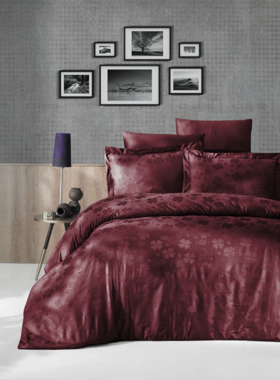 First choice Clover Bordo(dark red) постельное белье сатин-жаккард семейный 160х220(2)