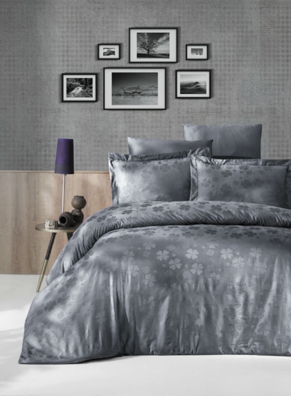 First choice Clover Gri(grey) постельное белье сатин-жаккард полуторный 160х220