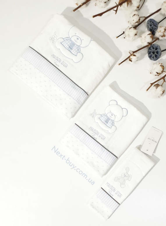 Maison D`or Dear Panda комплект блакитних дитячих рушників 3 шт з бавовни з аплікацією