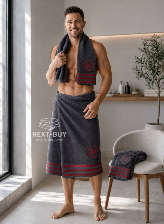 Maison D'or Delon Anthrasit Cotton набір рушників для чоловіків темно-сірий з червоним