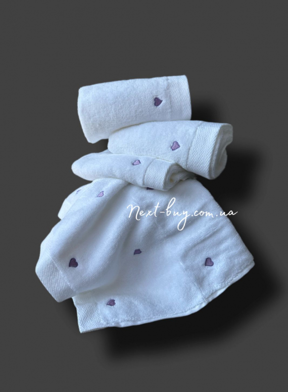 Maison D'or Micro Cotton Soft Embroidery набор хлопковых полотенец 4шт white-lilac