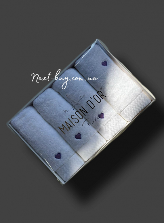 Maison D'or Micro Cotton Soft Embroidery набір бавовняних рушників 4шт white-lilac
