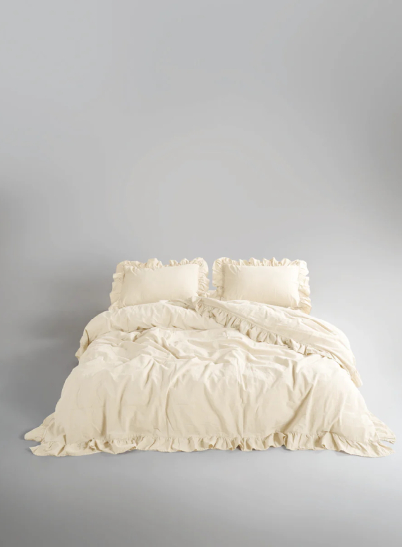 Сімейна ексклюзивна постільна білизна Limasso Exclusive Akdeniz Krem  160х220 (2шт) з вареної бавовни