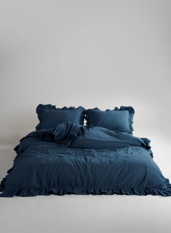 Сімейна ексклюзивна постільна білизна Limasso Exclusive Dress Blue  160х220 (2шт) з вареної бавовни