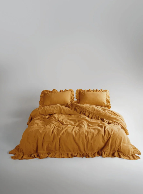 Ексклюзивна постільна білизна Limasso Exclusive Mustard 200x220 з вареної бавовни