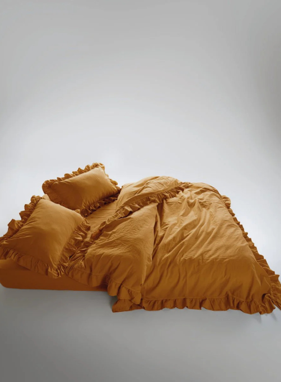 Ексклюзивна постільна білизна Limasso Exclusive Mustard 200x220 з вареної бавовни