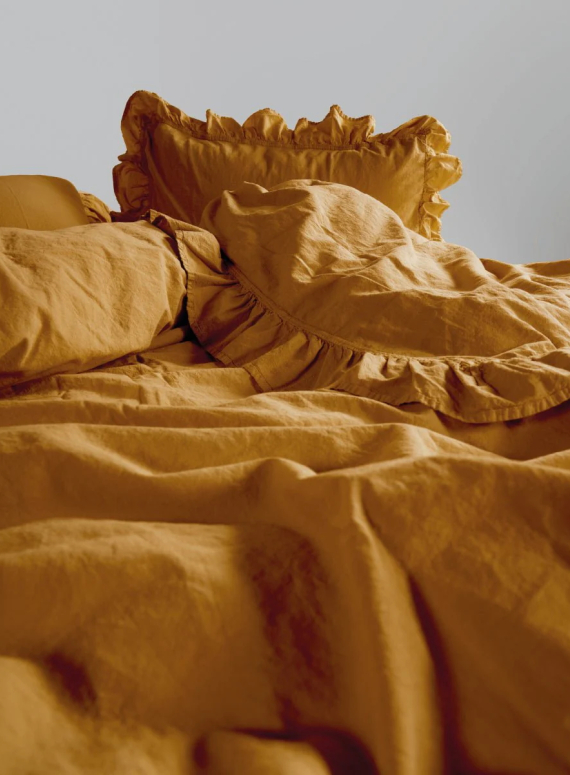 Ексклюзивна постільна білизна Limasso Exclusive Mustard 200x220 з вареної бавовни