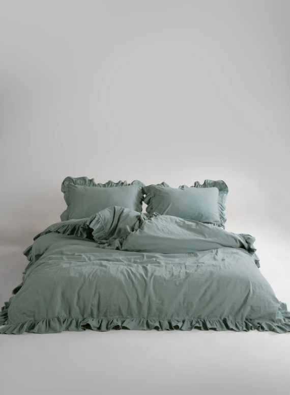 Сімейна ексклюзивна постільна білизна Limasso Exclusive Natural Green  160х220 (2шт) з вареної бавовни