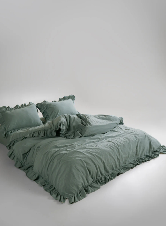 Ексклюзивна постільна білизна Limasso Exclusive Natural Green 200x220 з вареної бавовни