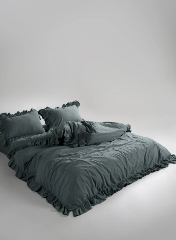 Ексклюзивна постільна білизна Limasso Exclusive Natural Grey 200x220 з вареної бавовни