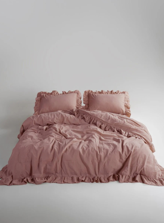 Сімейна ексклюзивна постільна білизна Limasso Exclusive Old Rose 160х220 (2шт) з вареної бавовни