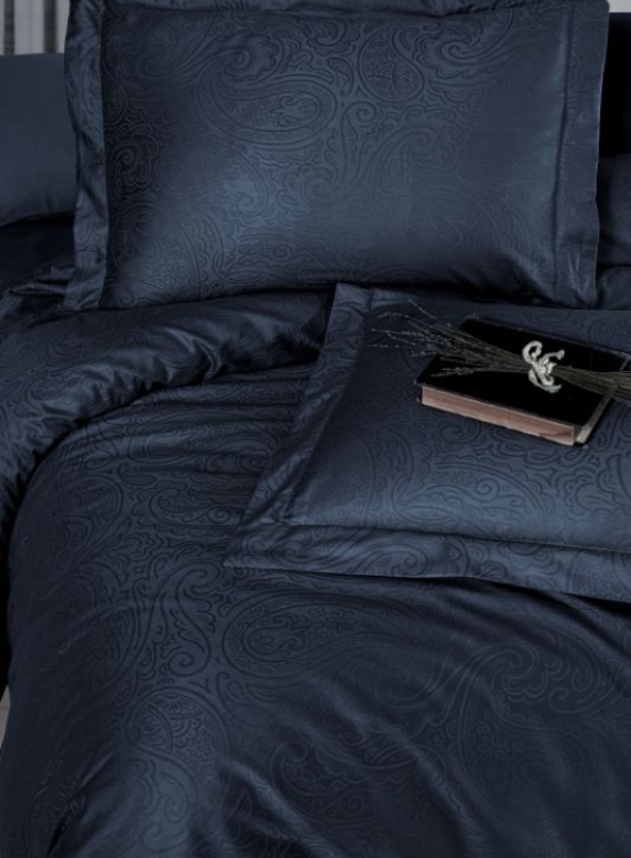 First choice Feodora Navy blue постельное белье сатин-жаккард полуторное 160х220