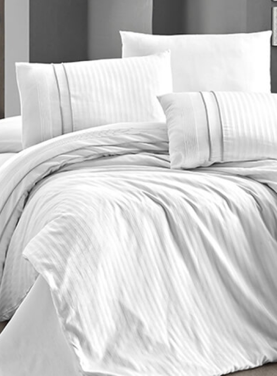 First choice Stripe style beyaz(white) delux сатин постельное белье евро 200х220
