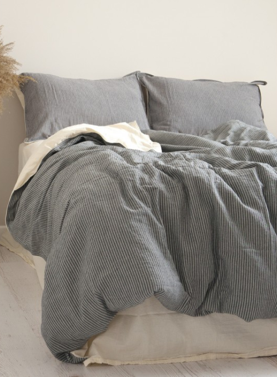 Постільна білизна Turkiz Melodi anthracite 200x220 з вареної бавовни