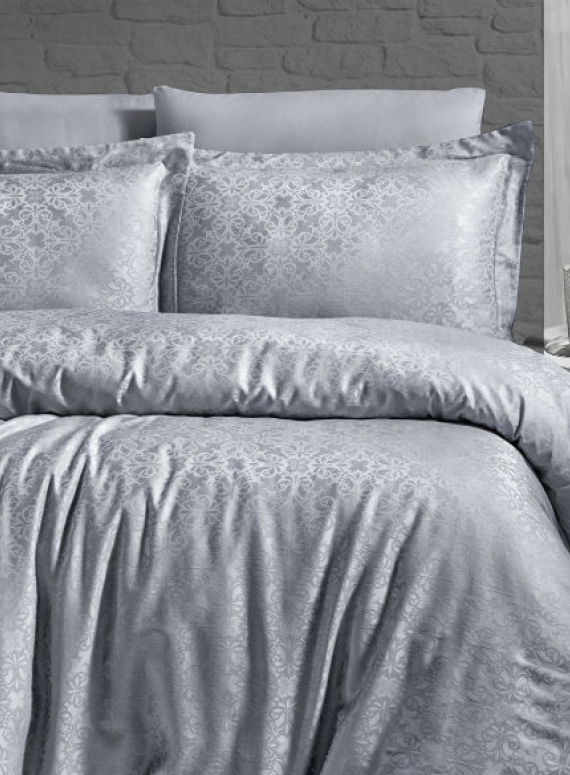First choice Lamone gri(grey) постельное белье сатин-жаккард полуторный 160х220