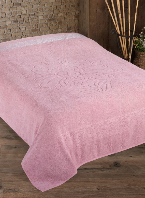 Махрове простирадло-покривало LuiSa Pink rose євро 190X220 бавовна