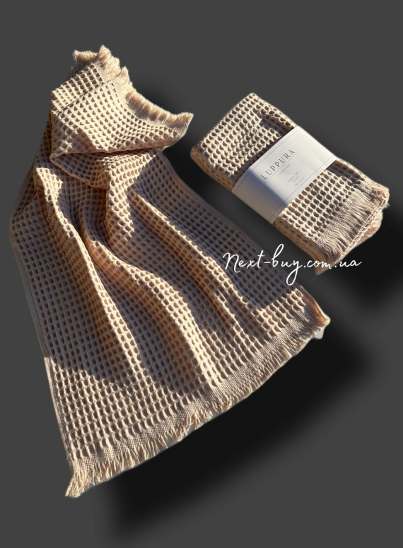 Набор хлопковых, плетенных полотенец Luppura pudra для бани и лица 70х140 и 50х90