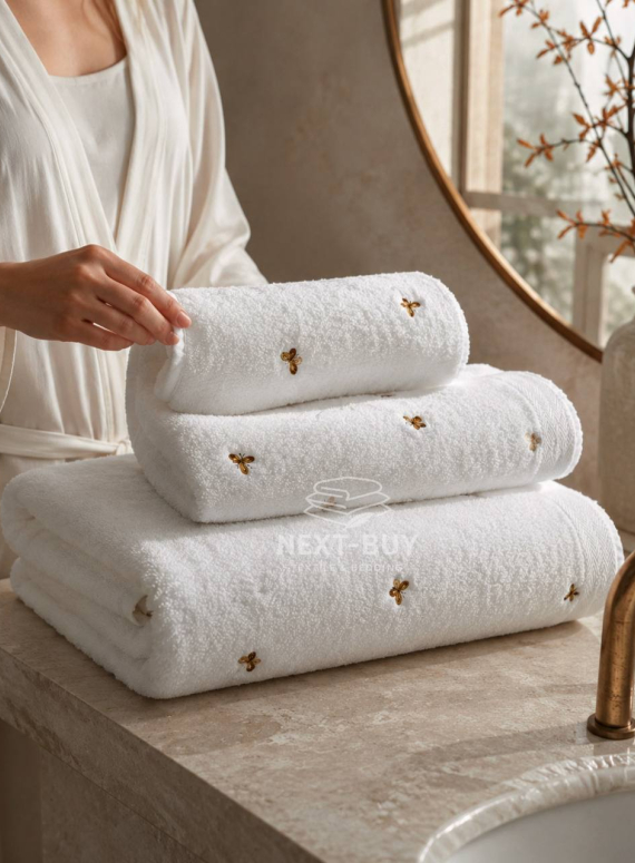 Набір махрових рушників Maison D'or Reve de Papillon white-brown 3шт. бавовна