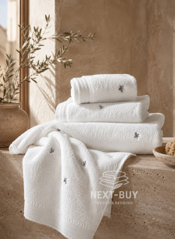 Набір махрових рушників Maison D'or Reve de Papillon white-grey 3шт. бавовна