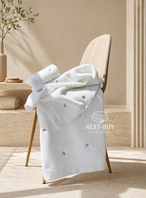 Набір махрових рушників Maison D'or Reve de Papillon white-grey 3шт. бавовна