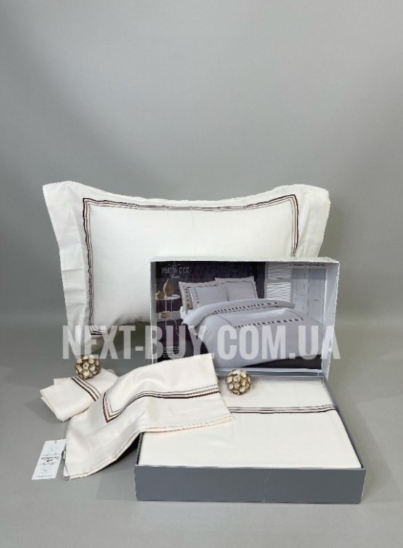 Maison D'or Chemin Embrodery ecru постільна білизна євро 200х220 сатин