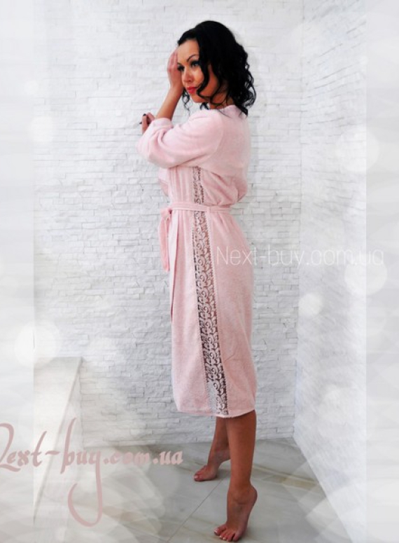 Maison D'or Felissia женский длинный махровый халат розовый
