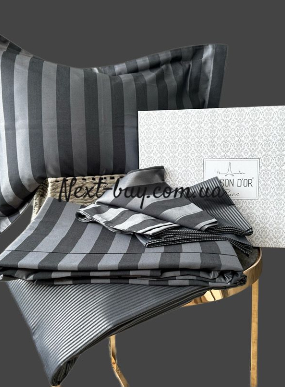 Бамбукова постільна білизна Maison D'or Fous Linens Set grey&black 200x220см