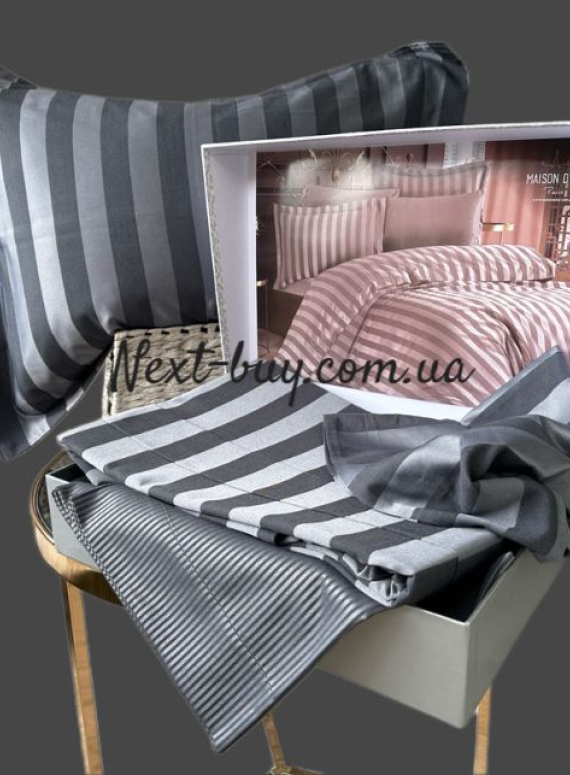 Бамбукова постільна білизна Maison D'or Fous Linens Set grey&black 200x220см