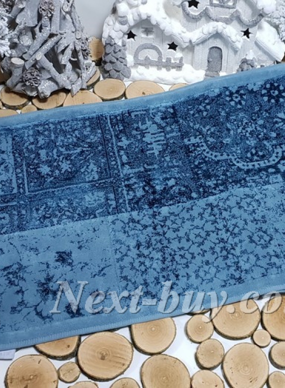 Натуральный коврик для пола Gardiner Patchwork Maison D`or синий 75х145