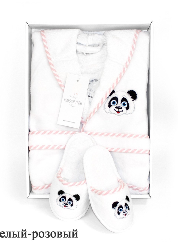 Maison D`or Luna Enfants Панда детский махровый халат с тапочками