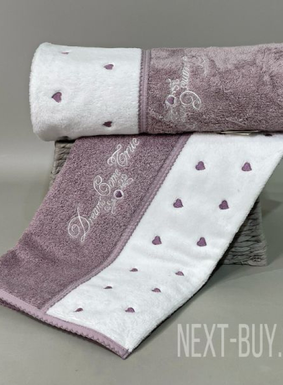Maison D`or Lavoine Hearts dark lilac махровое полотенце для сауны 85х150