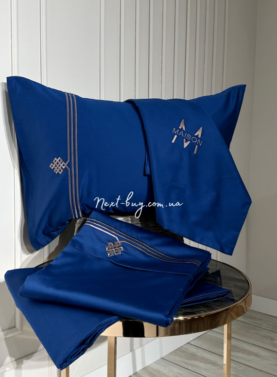 Постельное белье Maison D'or Maison Deluxe blue 200x220см сатин с вышивкой