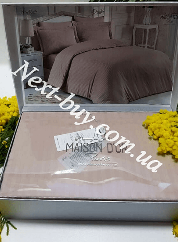 Maison D'or New Rails beige постельное белье полуторное 160x220см сатин жаккард бежевый