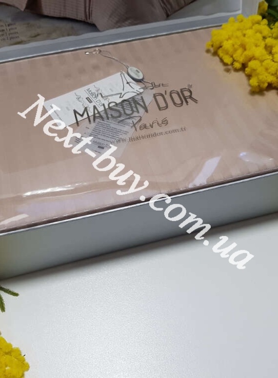 Maison D'or New Rails beige постельное белье полуторное 160x220см сатин жаккард бежевый