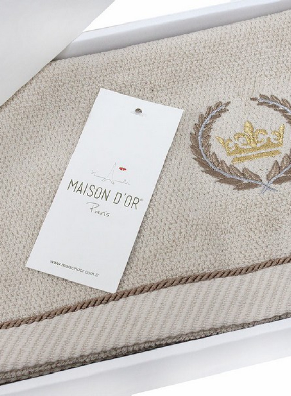 Maison D'or Pierre Loti набор полотенец с вышивкой 4шт 30х50 бежевый с золотой вышивкой