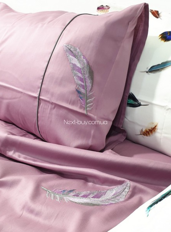 Maison D'or Pulume Volante Dark Lilac постельное белье семейное 160x220см - 2шт. сатин с вышивкой фиолетовый