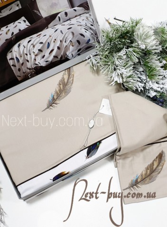 Maison D'or Pulume Volante beige постільна білизна 200x220см сатин з вишивкою євро