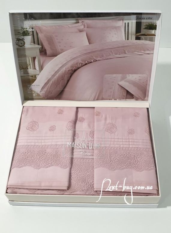 Maison D'or Roesia Estee Rose постельное белье евро 200х220 сатин с вышивкой