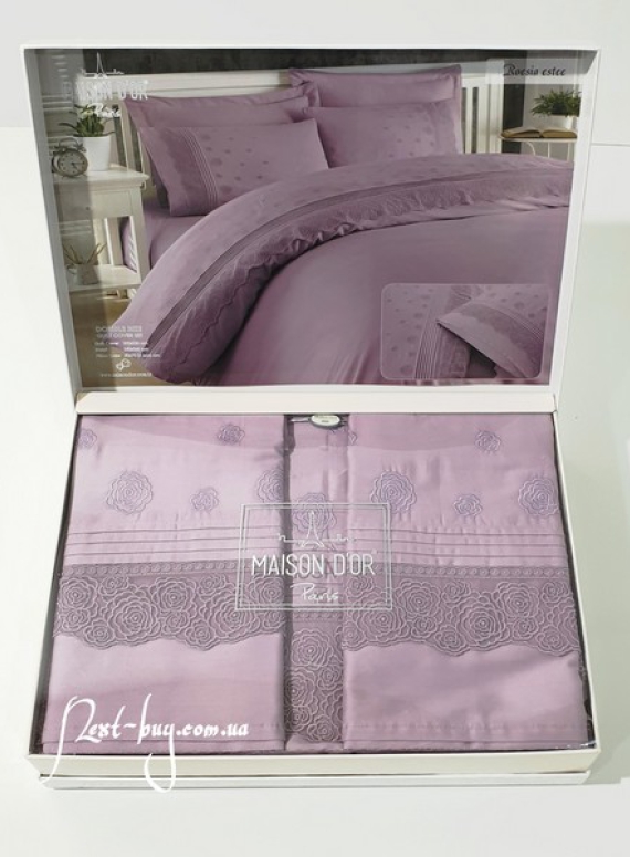 Maison D'or Roesia Estee Lilac постельное белье евро 200х220 сатин с вышивкой