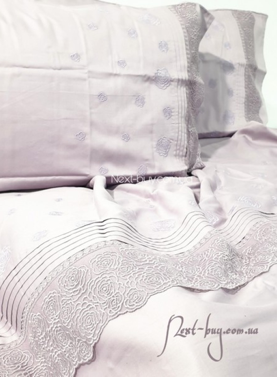 Maison D'or Roesia Estee Lilac постільна білизна євро 200х220 сатин з вишивкою