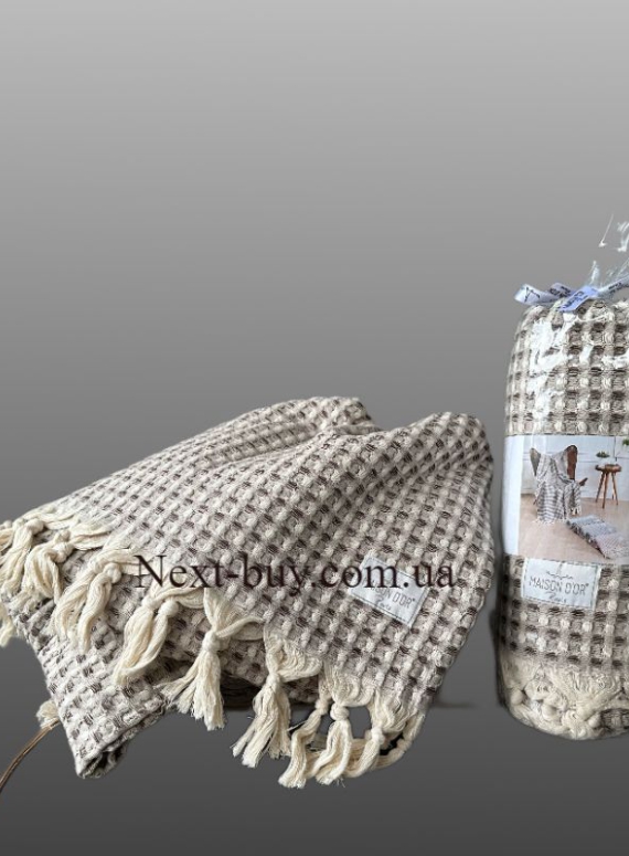 Maison D'or Ruana brown бавовняний плетений рушник для лазні 130х155см