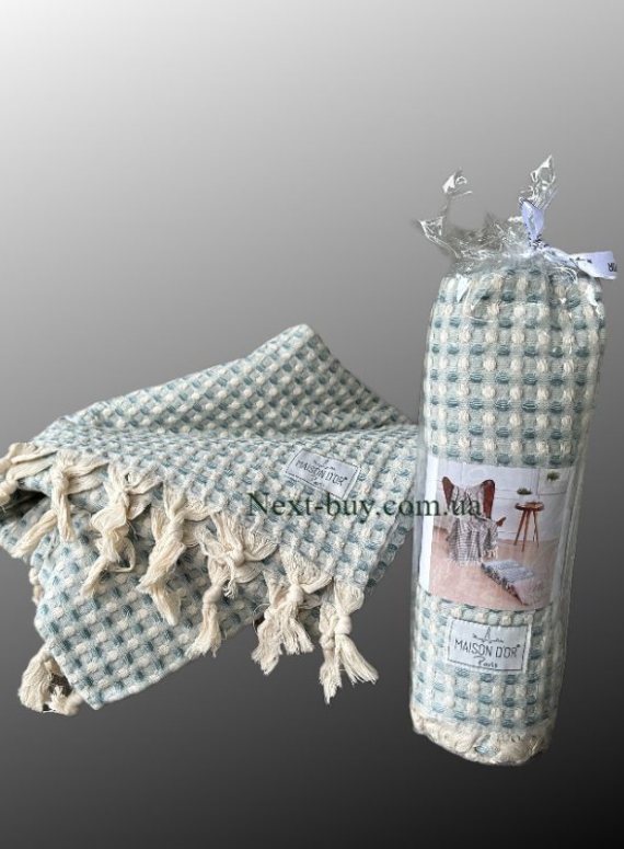 Maison D'or Ruana turquoise хлопковое плетенное полотенце для бани 130х155см